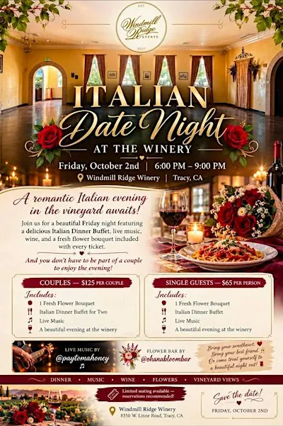 Italian Date Night at Windmill Ridge Winery