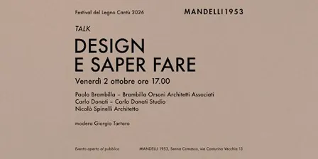 TALK Design e saper fare - Festival del Legno Cantù 2026