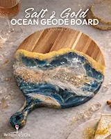 Salt And Gold- Resin Pour Ocean Geode Charcuterie Board
