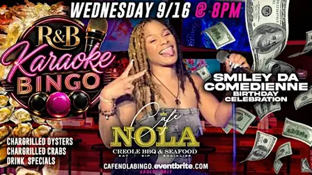 R&B Bingo Wednesdays! Chargrilled Oysters, Crabs, Full Menu, Drinks, Vibes