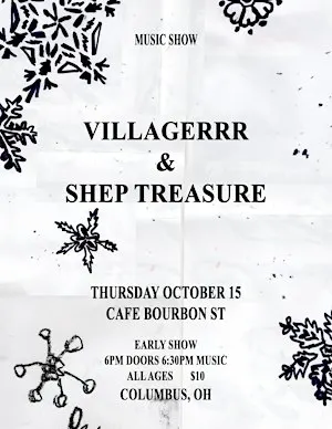 EARLY SHOW! Villagerrr & Shep Treasure (NY slowcore) @ Cafe Bobo 10/15 6pm