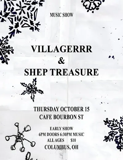 EARLY SHOW! Villagerrr & Shep Treasure (NY slowcore) @ Cafe Bobo 10/15 6pm
