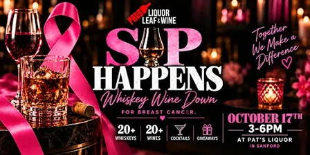 FREE EVENT ~ SIP Happens: A Whiskey Wine Down for Breast Cancer