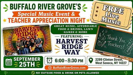 TEACHER APPRECIATION NIGHT: FREE Live Music by Harvest Ridge Way