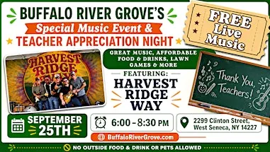 TEACHER APPRECIATION NIGHT: FREE Live Music by Harvest Ridge Way