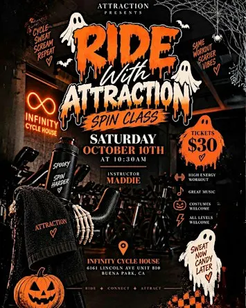 Ride with Attraction Spin Class Halloween Edition