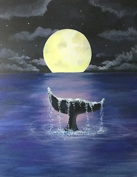 Join our peaceful Whale Tail paint and sip painting event