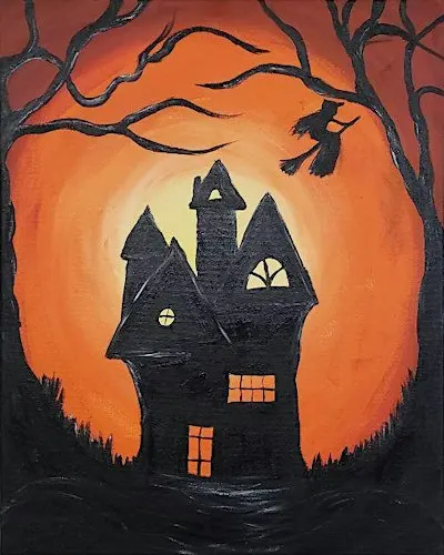 Paint our Spooky Lane at our fun paint and sip painting event.