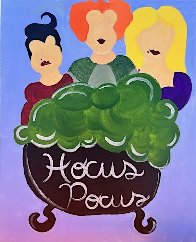 It’s just a little Hocus Pocus at this fun paint and sip painting event.