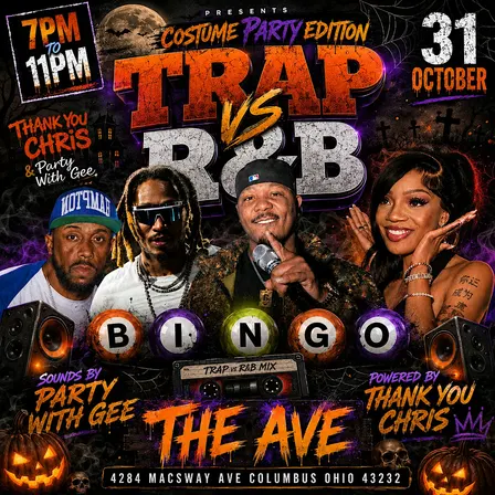 R&B BiNGO HALLOWEEN COLUMBUS OH! 10/31/26 TRAP Vs R&B BiNGO W/THANKYOUCHRIS