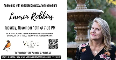 Natick, MA - Spirit & Afterlife Medium Event with Lauren Robbins Seen on TV