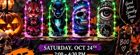 Halloween wine bottle crafting at Wine Cellar Mt Pleasant
