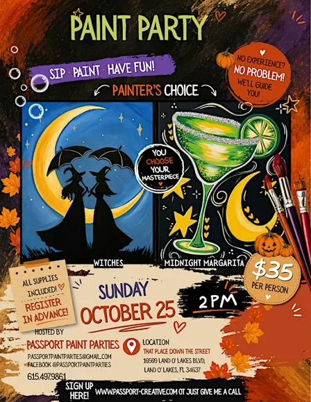 10.25.26 Witches or Midnight Margarita Painting Workshop at That Place Down