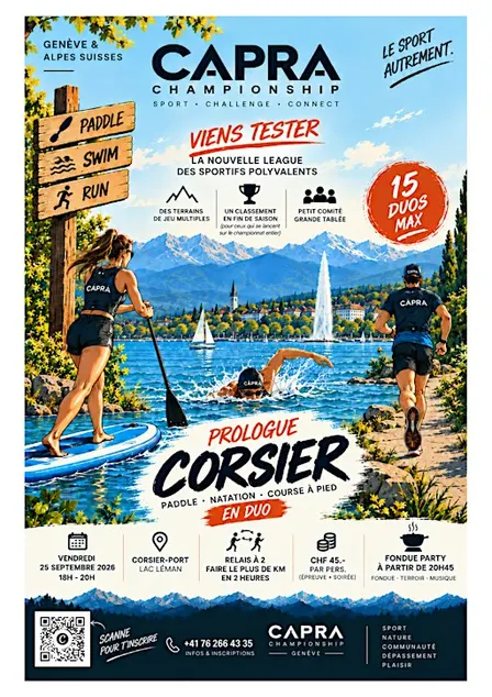 CAPRA CHALLENGE - PADDLE - SWIM & RUN | Challenges sportifs en duo à Genève