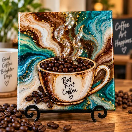 Espresso yourself- Resin coffee cup on Canvas Art ☕