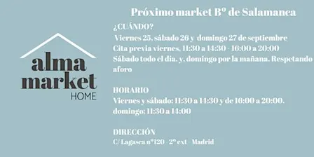 Mercadillo organizado por Alma Market Home, Bº de Salamanca, Madrid.