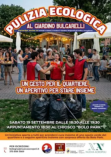 Pulizia Ecologica Serale + aperitivo al Giardino Bulgarelli