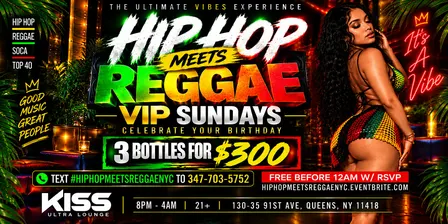 Vip Sundays, Hip Hop Meets Reggae at Kiss lounge