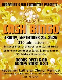 Cash Bingo at Redeemer Lutheran Church