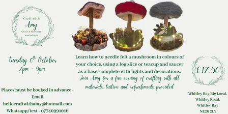 Needle felted 3D mushroom workshop - Craft with Amy