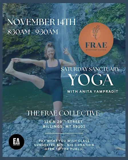 Sanctuary Saturday Yoga at The Frae Collective in Downtown Billings