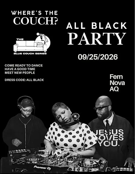 Blue Couch All Black party