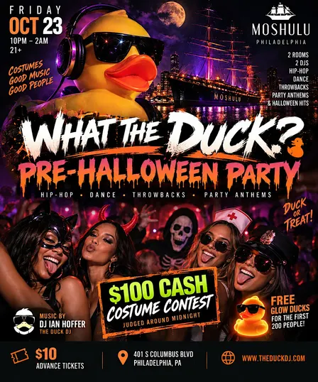 WHAT THE DUCK? Pre-Halloween Party at Moshulu | $250 Costume Contest
