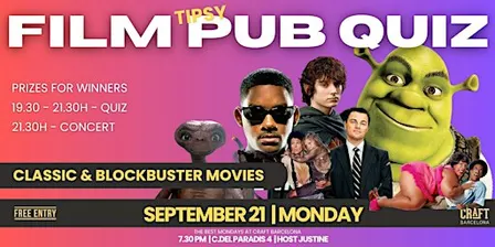 FILM PUB QUIZ - TIPSY PUB QUIZ AT CRAFT - PRIZES - LIVE MUSIC