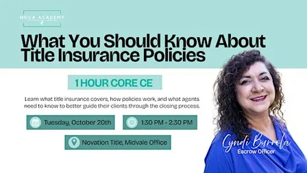 (Midvale) What You Should Know About Title Policies CORE CE
