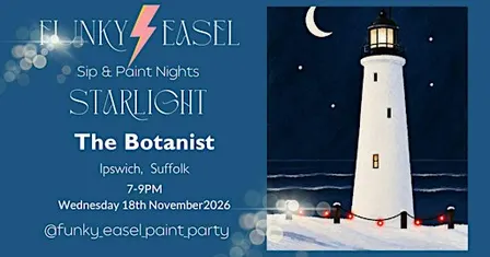 Sip & Paint Night At The Botanist, Ipswich, painting Starlight Lighthouse