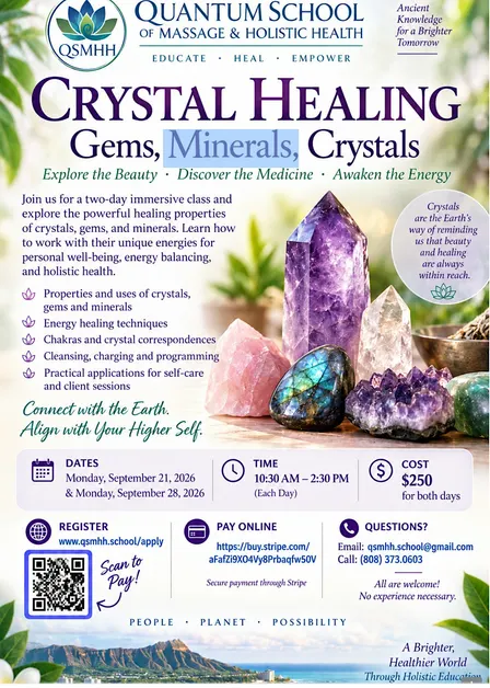 Crystal Healing for Massage and Energy Healing 10 hours Holistic Health