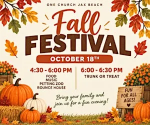 FALL FESTIVAL & TRUNK OR TREAT at One Church Jacksonville Beach