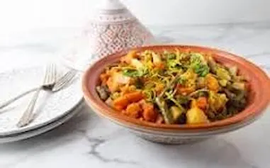 Meatless Monday-Vegetable Tangine, Saffron Couscous & Almond Semolina Cake