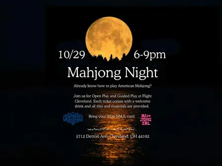 Mahjong Guided Play + Open Play with Glass of Wine at Flight Cleveland