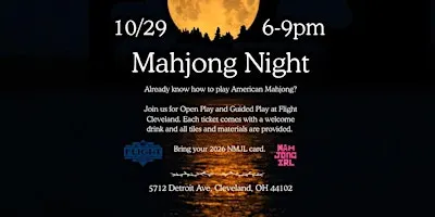 Mahjong Guided Play + Open Play with Glass of Wine at Flight Cleveland