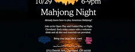 Mahjong Guided Play + Open Play with Glass of Wine at Flight Cleveland