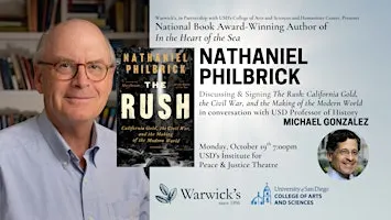 Nathaniel Philbrick discussing and signing THE RUSH with Michael Gonzalez