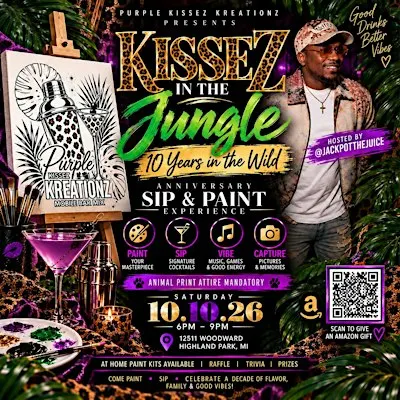 Kissez in the Jungle: 10-Year Anniversary Sip & Paint Experience