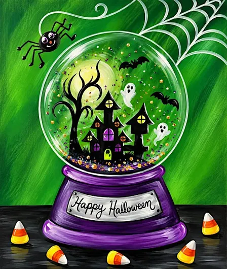 Spooky Snow Globe Sip & Paint