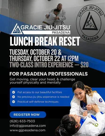 Lunch Break Jiu-Jitsu: 2-Class Intro Experience – Pasadena