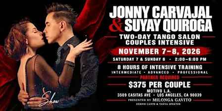 Two-Day Tango Salon Couples Intensive with Jonny Carvajal & Suyay Quiroga