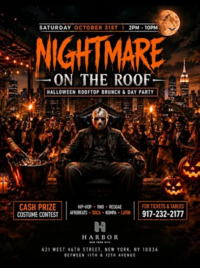 Nightmare On 46th St Halloween Rooftop Brunch And Day Party At Harbor NYC