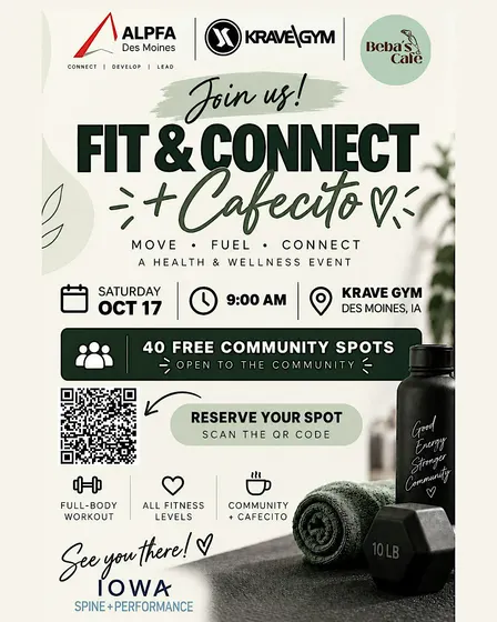 Fit & Connect + Cafecito: ALPFA DSM x Krave Gym x Beba's Cafe