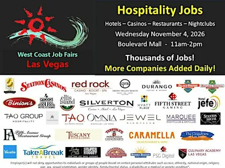 Hotel and Hospitality Job Fair. Will be adding MORE HOTELS every day.