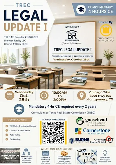TREC Legal Update I - 4hr CE - Chicago Title in Montgomery TX