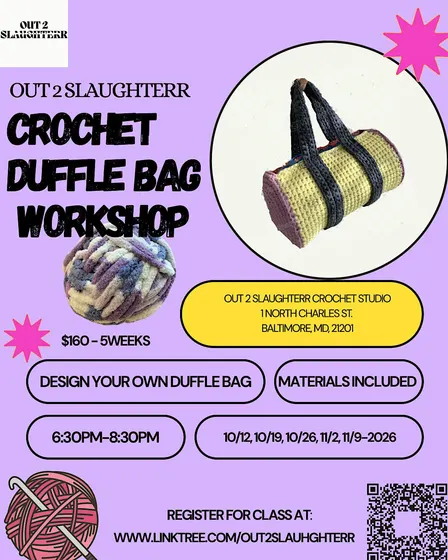Crochet Duffle Bag Workshop at Out 2 Slaughterr Studios