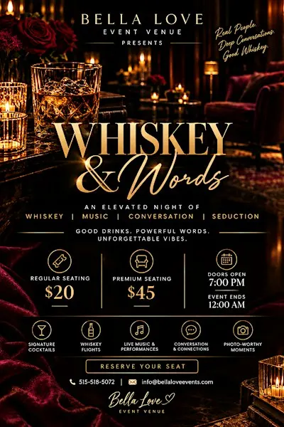 Whiskey & Words: An Elevated Night of Whiskey, Music & Poetry