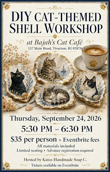 DIY Cat-Themed Decoupage Shell Workshop at Bajah’s Cat Café
