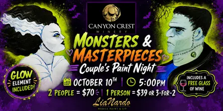 Monsters & Masterpieces at Canyon Crest Winery w/LiaNardo Paint & Sip