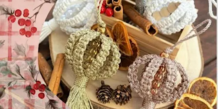 Christmas Macrame Baubles - Festive knots & sparkle